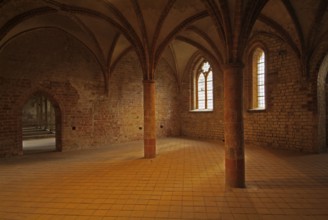 Interior of cistercian monastery Chorin, Brandenburg, Germany, day room of the conventual
