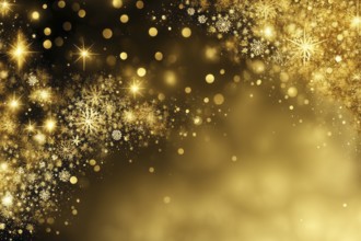 Elegant and sparkling design with golden stars and glitter in a festive setting, AI generated