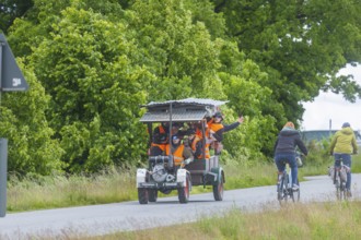 Ascension Day. Groups of men are on the road around Moritzburg, Moritzburg, Saxony, Germany,