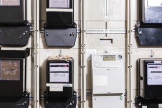 Meter cabinet with bidirectional meter and Ferraris meter in Düsseldorf, Germany
