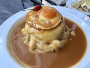 Francesinha, typical food from Porto. Portuguese cuisine