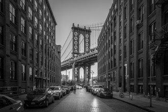 New York, United States of America, November 18, 2016: Pillar of Manhattan Bridge as seen from an