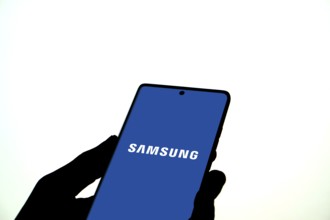 Samsung logo on smartphone screen.