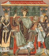 Otto III enthroned, the Gospels of Otto III, a late 10th or early 11th century illuminated Gospel