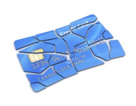 Broken Credit Card, This is a 3d Rendered Computer Generated Image. Isolated on White