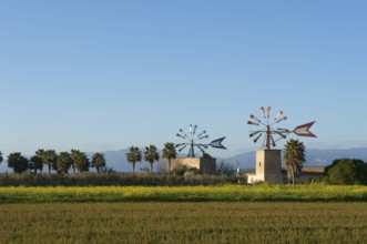Wind turbines near Sa Pobla, Majorca, Balearic Islands, Spain