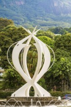The monument de L'unite (Monument of National Unity) in downtown Vicoria, mahe, Republic of