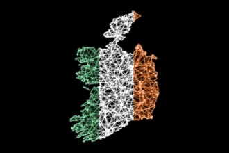 Map of Ireland, Polygonal mesh line map, flag map