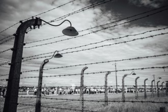 Barbed wire fence in a German concentration camp from World War II