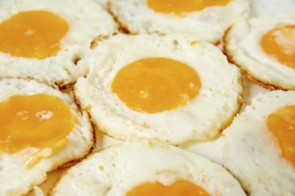 Close up fried eggs with high angle