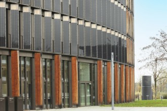 Town hall in Stühlinger with photovoltaic modules, Freiburg, Baden-Württemberg, Germany