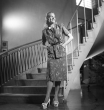 Fashion of 1946. A young female model dressed in the fashion of the year. Kristoffersson ref Y84-1
