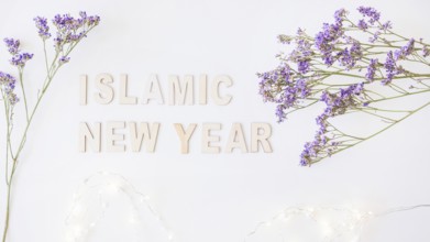 Islamic new year words soft flowers