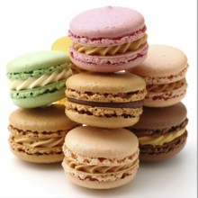 A pile of colorful and vibrant macarons stacked in various directions, ai generated, AI generated