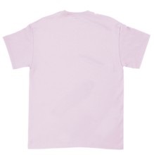 A plain pink t-shirt with short sleeves and a simple design, suitable for casual wear
