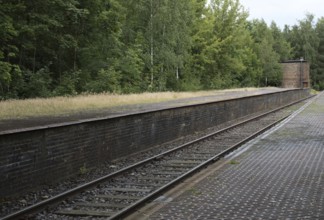Track 17 at the Gleis 17 memorial site, looking north-east, former Grunewald goods station,