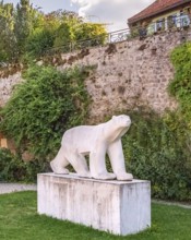 The polar bear, a white marble animal sculpture by François Pompon in Saulieu, Cote d'Or,