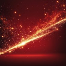 Diagonally arranged glowing red particles creating an abstract cosmic effect, AI generated