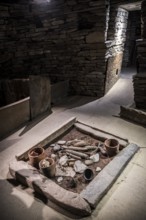 Replica of a house from the Neolithic settlement of Skara Brae, Mainland, Orkney Islands, Scotland,