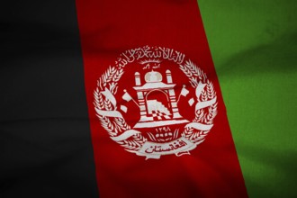 Ruffled Flag of Afghanistan Blowing in Wind