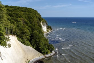 A view of the beautiful lime and chalkstone cliffs in Jasmund National Park on Ruegen Island in