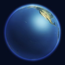 View of the Earth globe from space showing the Pacific ocean and a part of North American continent