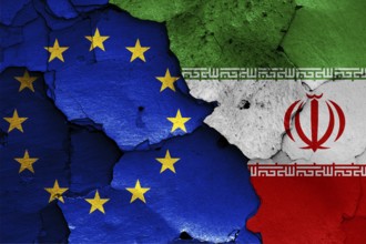 Flags of EU and Iran