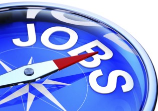 high resolution 3D rendering of a compass with a jobs icon