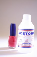 Acetone spirit nailpolish remover on white background