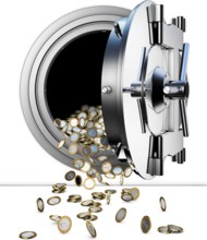 high resolution 3D rendering of a bank vault