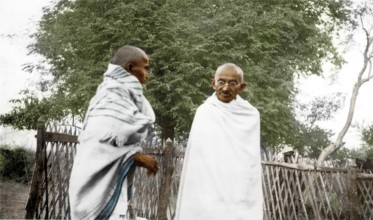 Mahatma Gandhi with Vinoba Bhave, India, Asia, 1934