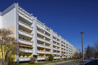 Refurbished prefabricated buildings from the GDR era, Dresden, Saxony, Germany