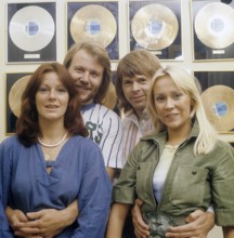 ABBA. Anni-Frid Lyngstad, Benny Andersson, Agnetha Fältskog and Björn Ulvaeus in the 1970s in front