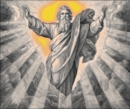 The Creation of Light, Old Testament, by Julius Schnorr von Carolsfeld, 1860, digitally altered