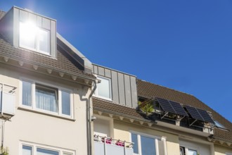 Balcony power station on a balcony of an attic flat in Düsseldorf, Germany