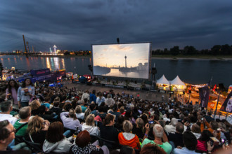 Open air cinema on the Rhine, Düsseldorf, North Rhine-Westphalia, Germany