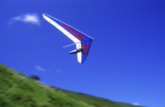 Hang glider taking off on the Zillertaler Höhenstraße, Tyrol, Austria
