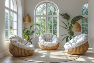 Modern living space in the style of modernism and luxury minimalism in a central European, German