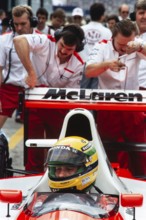Racing driver, Ayrton Senna in the cockpit, Formula 1, Team McLaren Honda, McLaren MP4-6 car, Honda