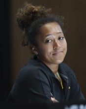 Japanese tennis player Naomi Osaka during a press conference, Australian Open 2025, Melbourne Park,