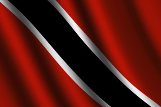 The Trinidad and Tobago flag flying in the wind