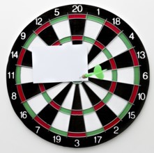 Front view target with dart piece paper