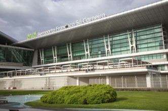 Modern architecture of airport terminal building, Aeroporto Francisco Sa Carneiro, Porto airport,