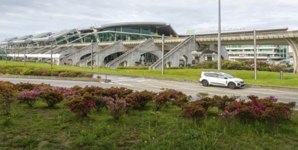 Modern architecture of airport terminal building, Aeroporto Francisco Sa Carneiro, Porto airport,