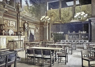 The parlour of the artist's workshop, Malkasten, in Düsseldorf, Germany, illustration, published