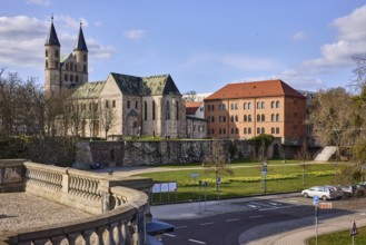 Kloster Unser Lieben Frauen, church, city wall, sandstone wall, garden, lawn, flower bed, bare