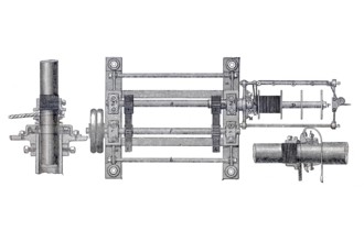 Brooman's machine for the manufacture of ropes, cables and knitting, historical, digitally enhanced