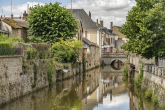 Moat in the old town of Bonneval, Centre-Val de Loire, France