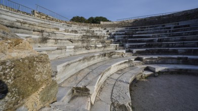 ©Udo Rein, Detailed view of a stone amphitheatre with focus on the curved rows of seats, Ancient