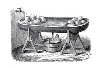 Dairy industry, butter production, apparatus for salting butter, around 1860, digitally improved